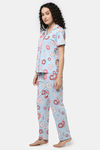 Rosaline Sugar Rush Knit Cotton Pyjama Set - Harbor Blue — thumbnail 2